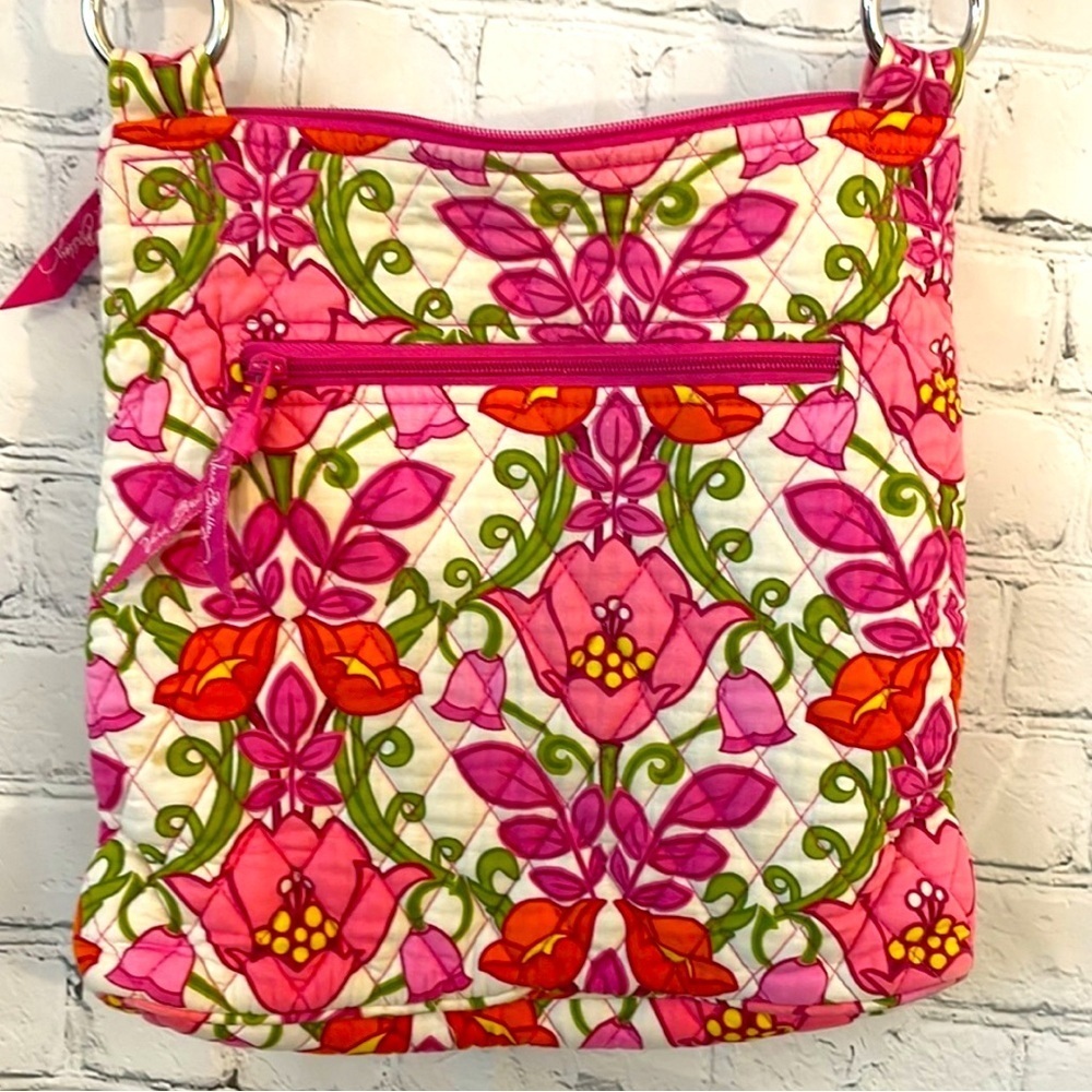 Vera Bradley Pink and Green Floral Crossbody Bag